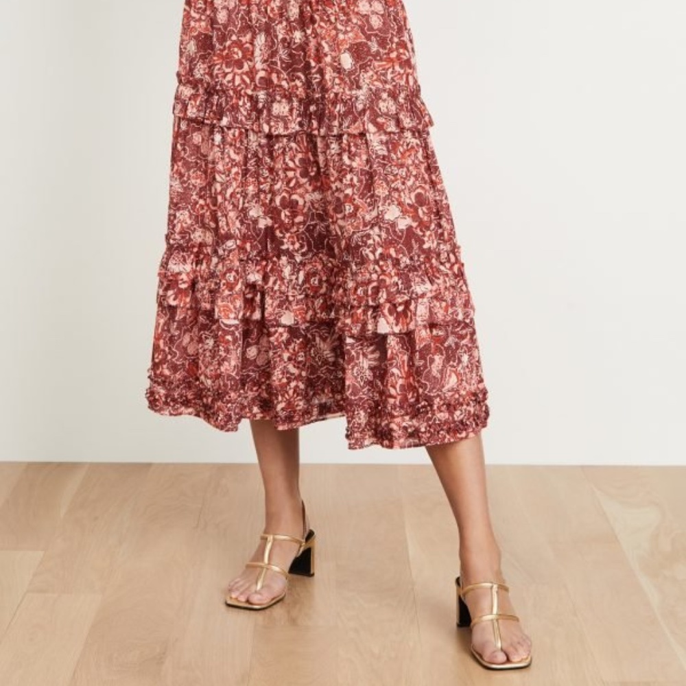 Ulla Johnson Amalia Floral -Print Cotton- Blend Midi Skirt